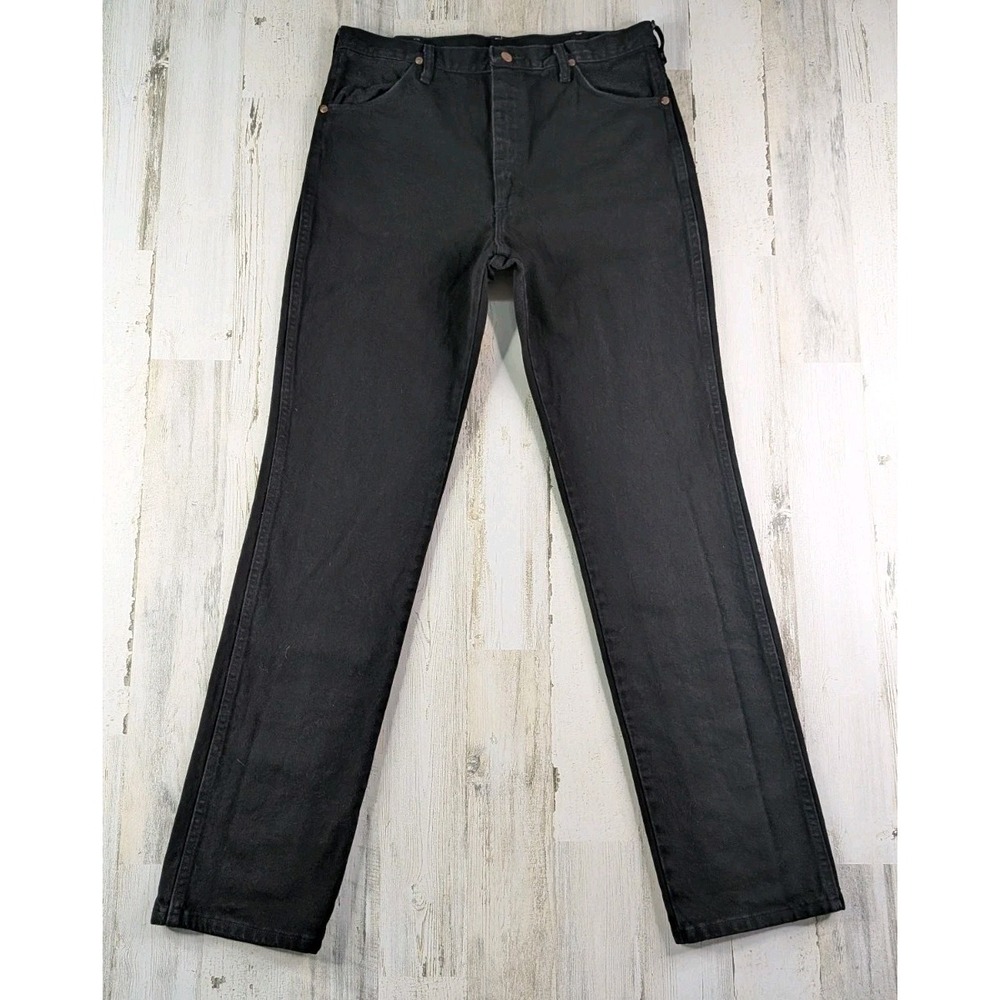 Vintage Wrangler Jeans Mens 35x35 Black Denim Slim Cowboy Cut 936WBK USA Made